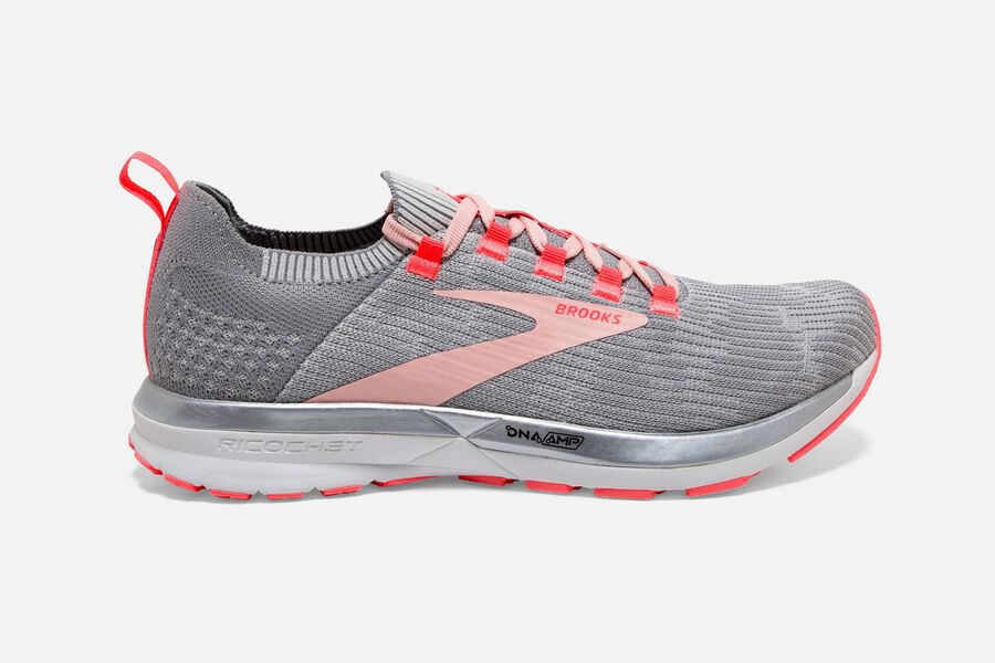 Brooks Ricochet 2 Womens Australia - Road Running Shoes - Grey/Coral (098-GUWFD)